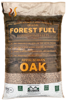 Forest Fuel Easy Lift 100% Premium Appalachian Oak Pellet Fuel.  Also available in Easy Lift 23.8 lb. bags!